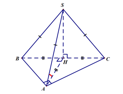 Góc giữa đường thẳng SA và (ABC) là