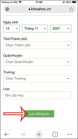 Thông tin tài khoản học thử trên KhoaHoc.vn