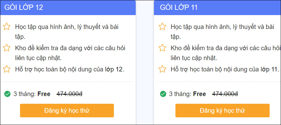 Chọn lớp học thử