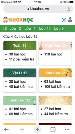 Chọn lớp học thử