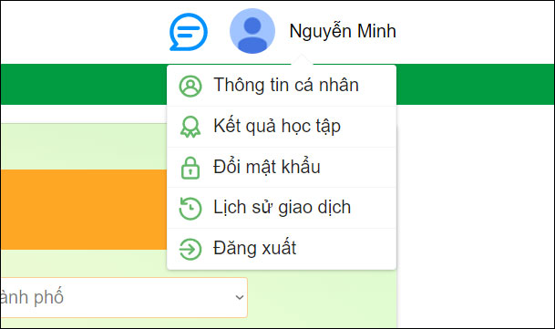 Tùy chọn tài khoản Khóa học